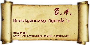 Brestyenszky Agenór névjegykártya